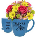 Thank You Fresh Flowers Gift Mug - Blue
